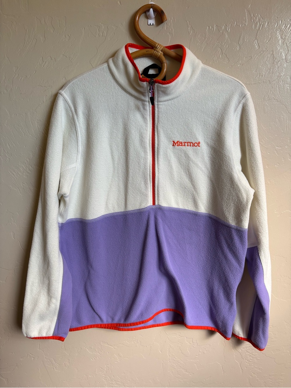 Marmot Women’s Rocklin Half Zip Fleece Color block White & Lavender Pullover L
